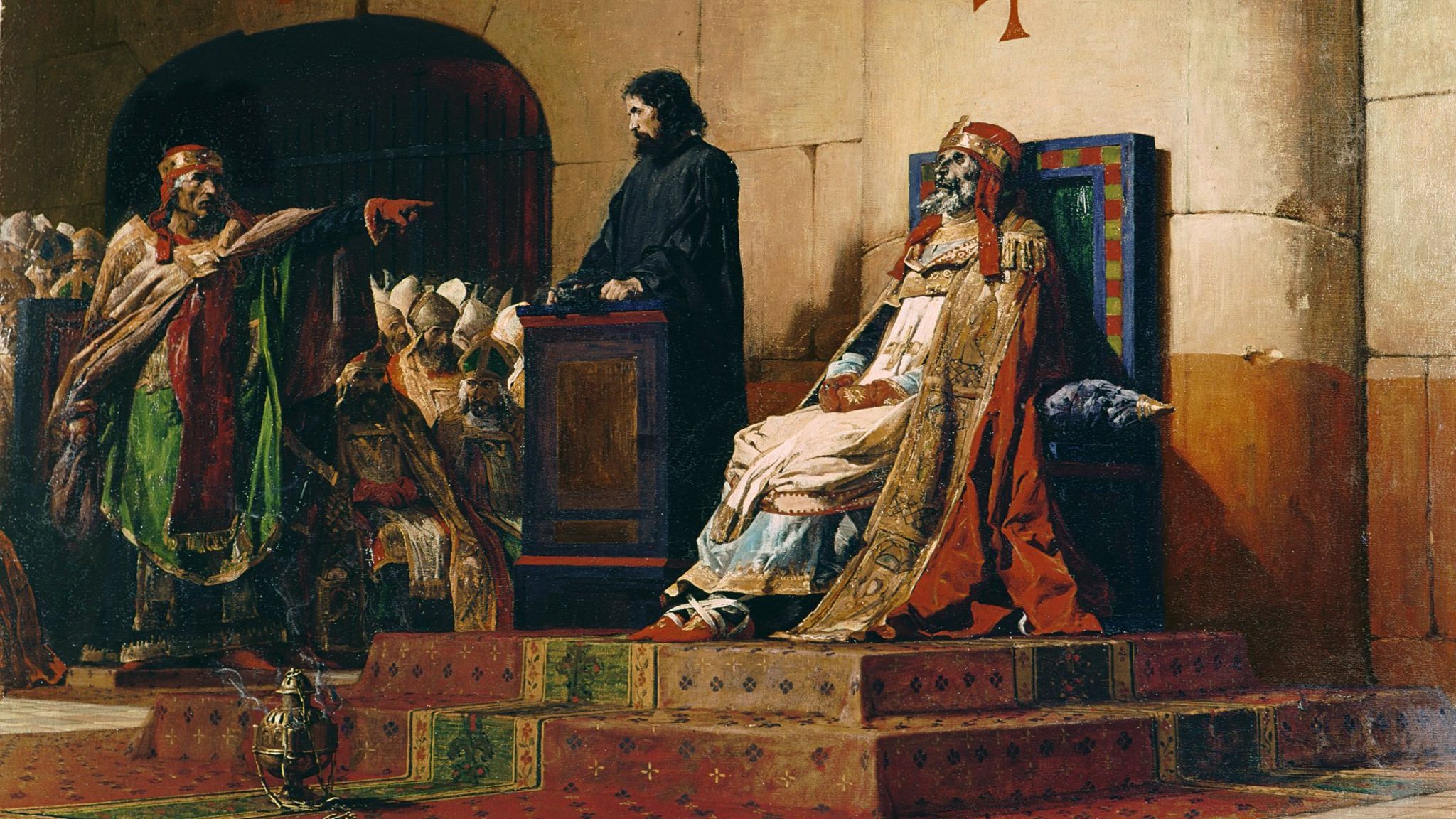 Der in seine Roben gekleidete Leichnam von Papst Formosus