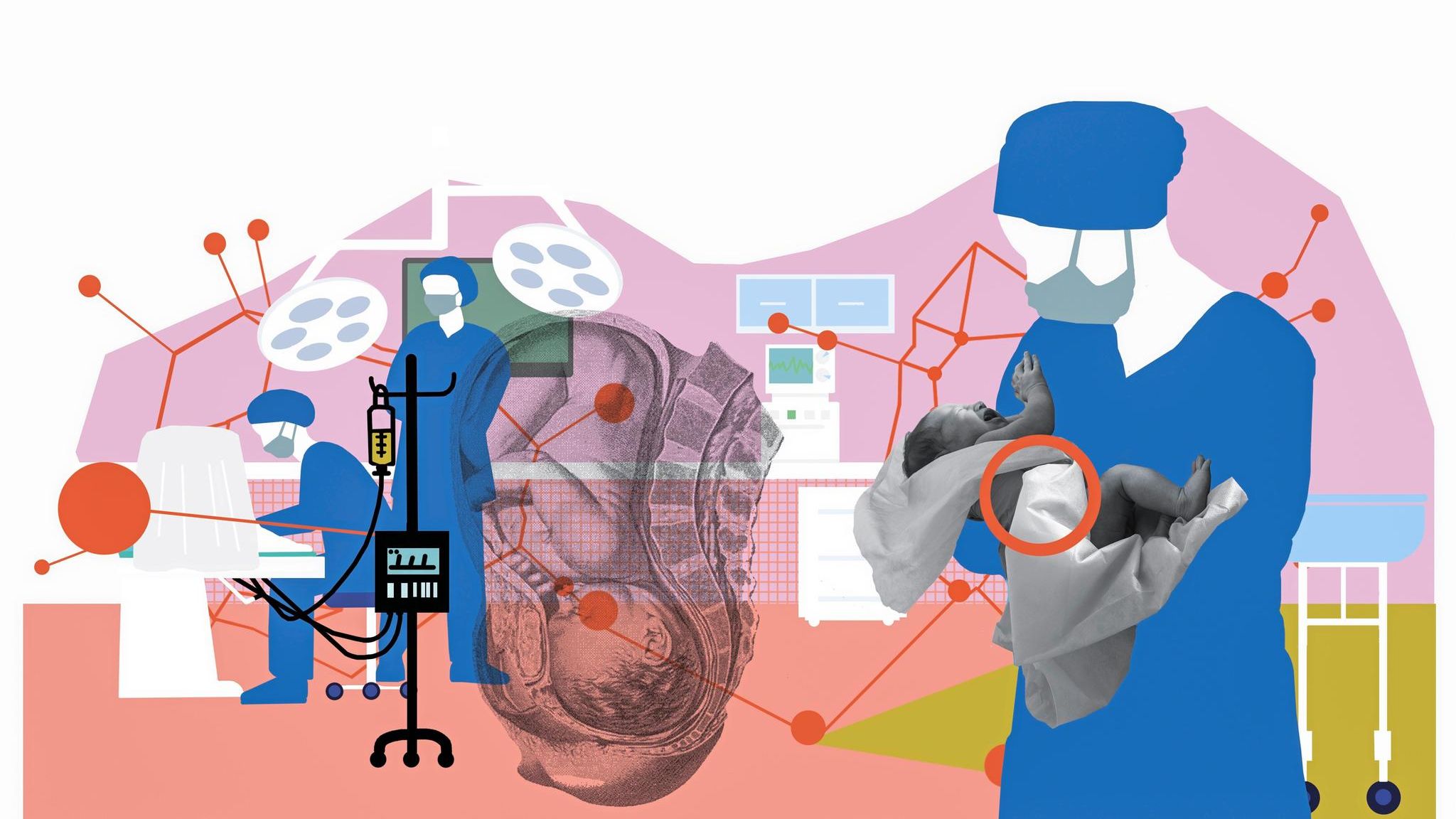 Illustration der Pflege- und Hebammenarbeit