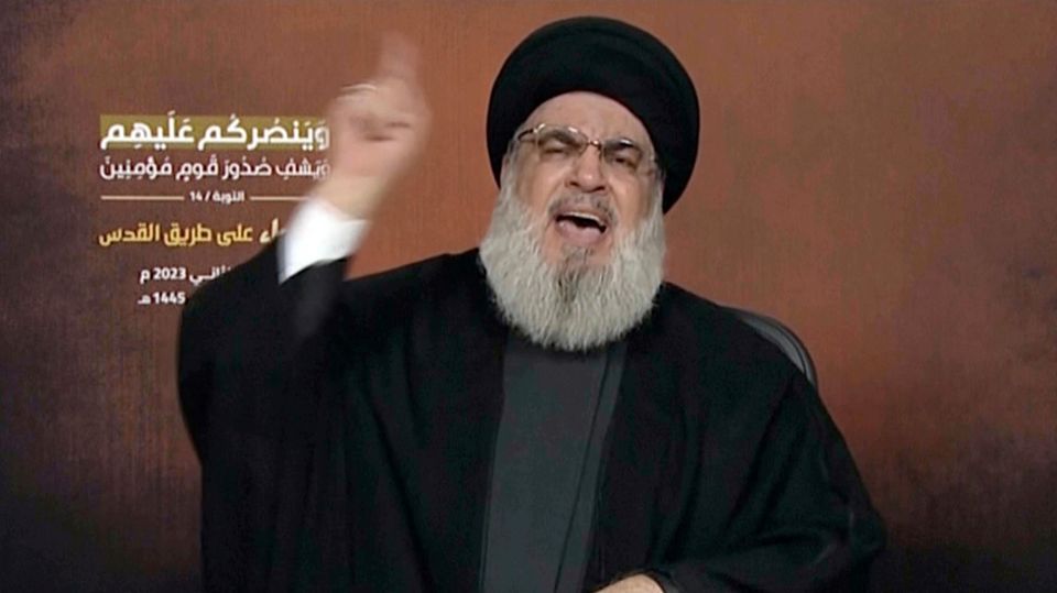 Portrait of Hezbollah boss: Hezbollah leader Nasrallah, here in the video giving a speech in November 2023 Hezbollah leader Nasrallah, here in the video giving a speech in November 2023
