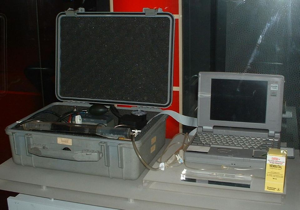 Die von Philip Nitschke entwickelte "Deliverance Machine" ist heute im London Science Museum ausgestellt