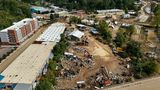 Der Blick von oben auf die Stadt Asheville in North Carolina. In der Folge des Sturms mussten hier Hunderte in Notunterkünfte ziehen   