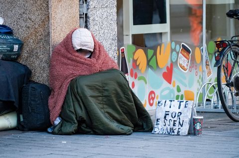 Ein Obdachloser in Düsseldorf