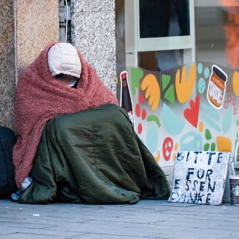 Ein Obdachloser in Düsseldorf