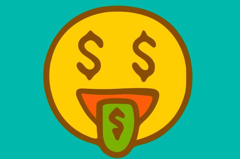 Eine Illustration zum Thema Bürgergeld zeigt ein Gesicht, dessen Augen aus Dollarzeichen bestehen