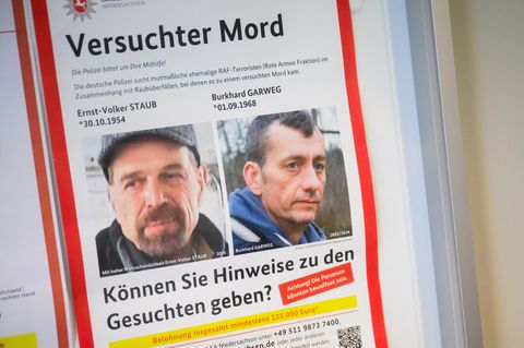 Die Polizei sucht weiterhin mit Hochdruck die beiden früheren RAF-Mitglieder Ernst-Volker Staub und Burkhard Garweg