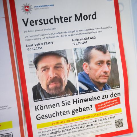 Die Polizei sucht weiterhin mit Hochdruck die beiden früheren RAF-Mitglieder Ernst-Volker Staub und Burkhard Garweg