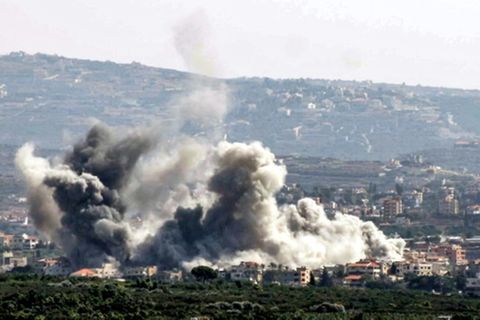 Rauchschwaden nach israelische Luftangriff im Südlibanon