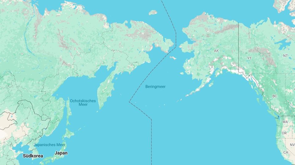 Das Okhotskische Meer im Fernen Osten Russia on a map