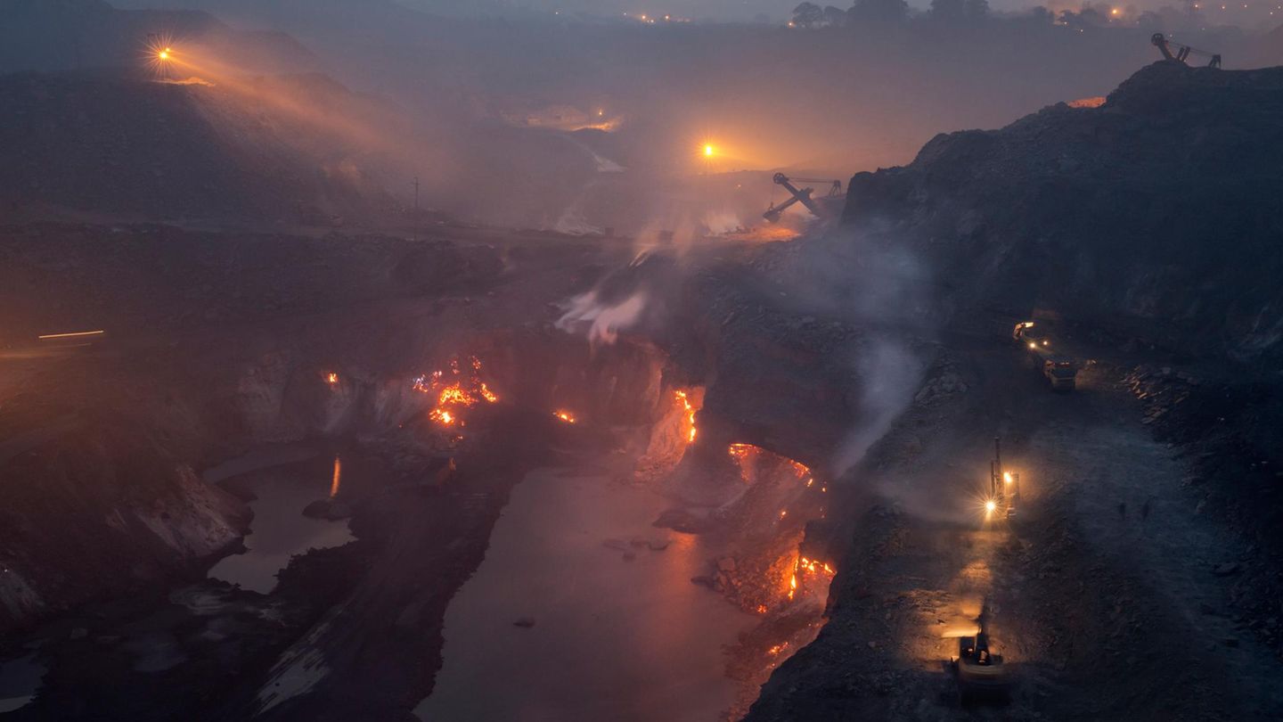 Brennende Kohleminen im Untertagebau