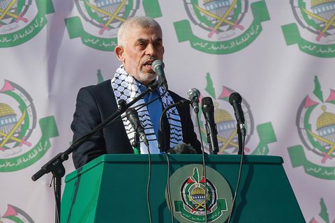Yahya Sinwar bei einer Kundgebung