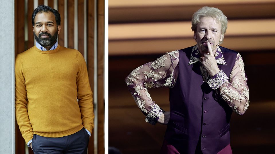 Kolumnist Anpalagan und Thomas Gottschalk in einer Bildkombination