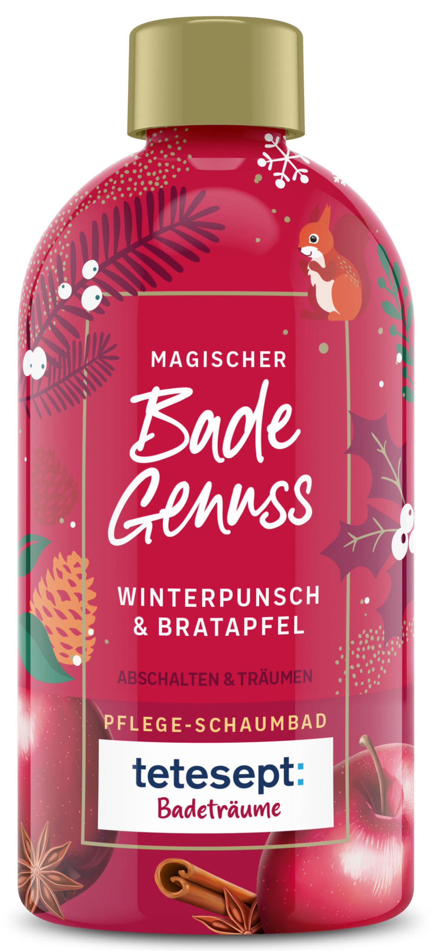 Entspannung bei einem winterlichen Bad mit einem Schaumbad von Tetesept     Badegenuss mit Winterpunsch- und Bratapfelduft: Genau das Richtige für kalte Wintertage, an denen man sich gemütliche Stunden gönnen möchte. Mit einem Preis von rund 4 Euro kann man diesen Badezusatz noch als kleine Ergänzung zu einem größeren Geschenk oder als kleines Mitbringsel schenken. Wir können schon jetzt das wohlig-warme Gefühl auf der Haut spüren.