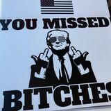 Wahlkampfschild mit stinkefingerzeigendem Trump