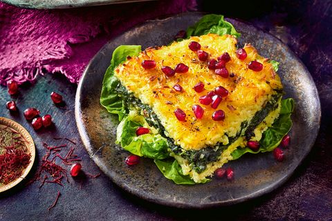 Vegan: Orientalischer Reis­-Spinat-­Auflauf