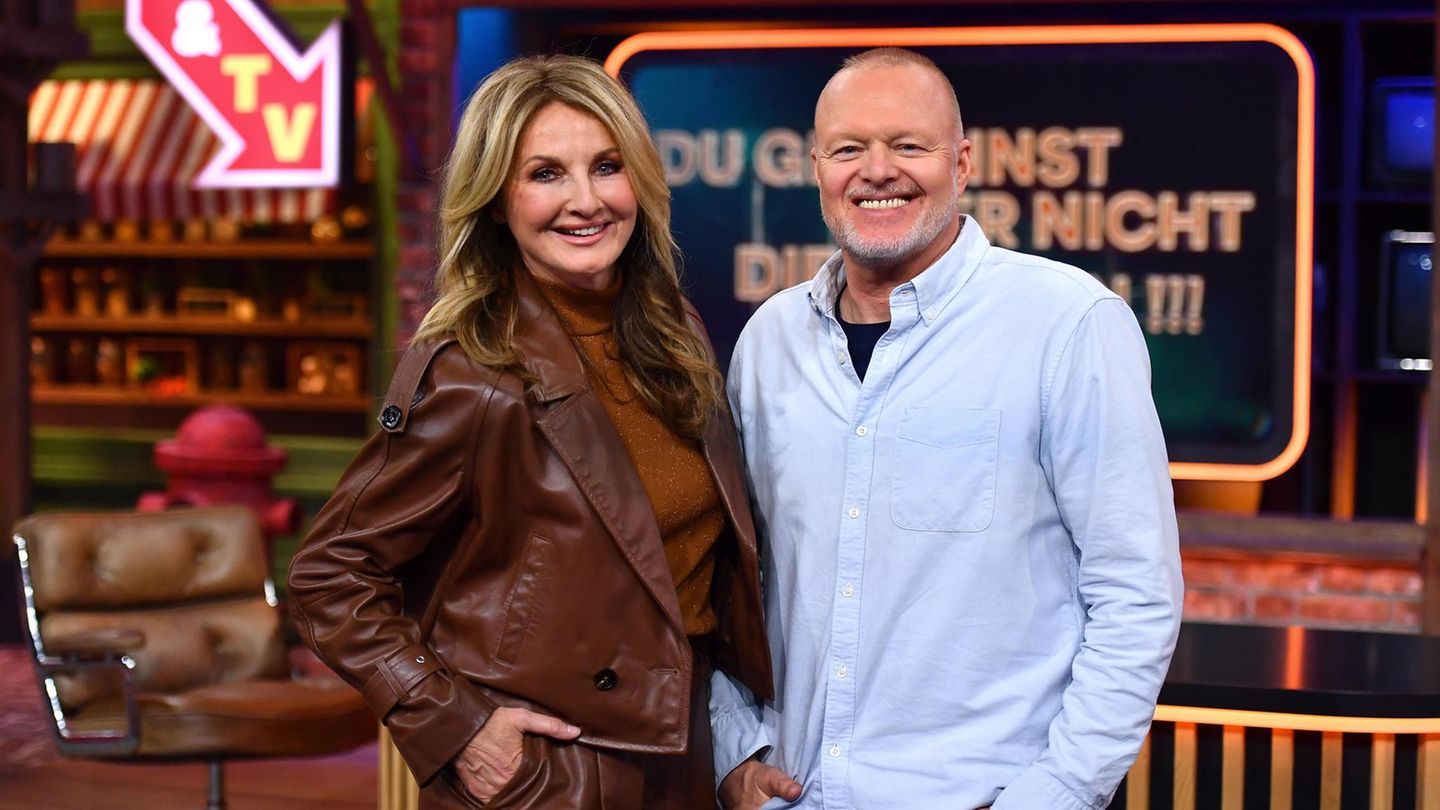 Stefan Raab und RTL-Moderatorin Frauke Ludowig im Studio