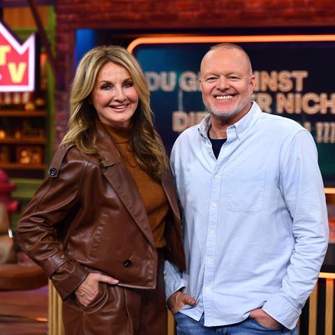 Stefan Raab und RTL-Moderatorin Frauke Ludowig im Studio