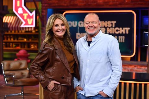 Stefan Raab und RTL-Moderatorin Frauke Ludowig im Studio
