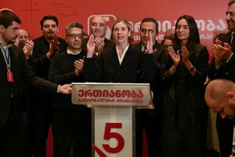 Die Oppositionspolitikerin Tina Bokutschawa in Tiflis