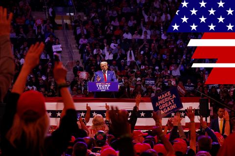 Donald Trump im Madison Square Garden am vergangenen Sonntag