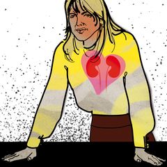 Illustration Bluthochdruck: Eine Frau mit Nieren im Herz