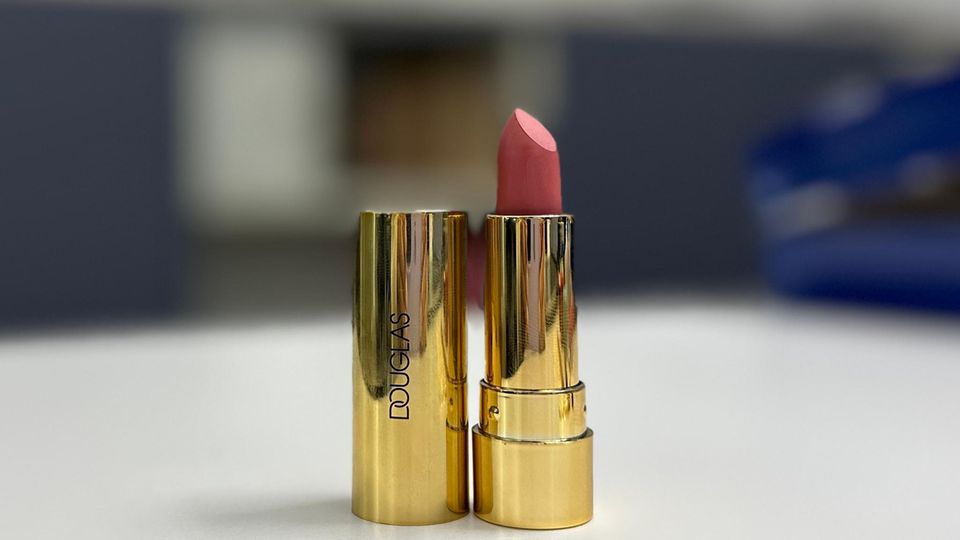 A lipstick is on the table