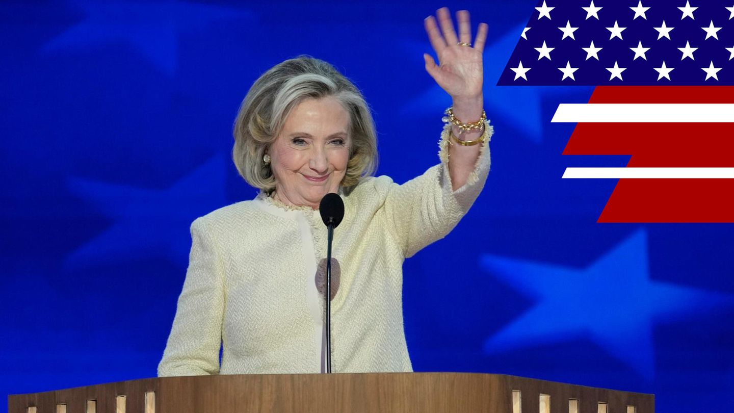 Kandidatin von 2016: Kämpferin für Kamala Harris: Hillary Clinton beim Parteitag der Demokraten in Chicago Kämpferin für Kamala Harris: Hillary Clinton beim Parteitag der Demokraten in Chicago