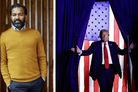 Bildkombination zeigt Kolumnist Anpalagan und Donald Trump