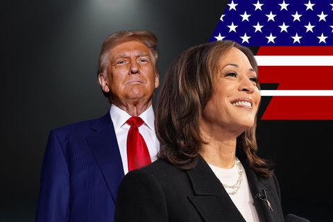 Kamalla Harris und Donald Trump im Scheinwerfer-Licht