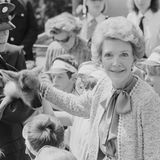 Schauspielerin und First Lady Nancy Regan bei einem Besuch in England im Juni 1984