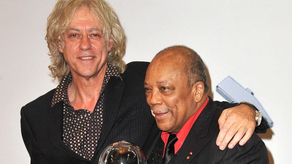 Quincy Jones und Bob Geldof (l.)