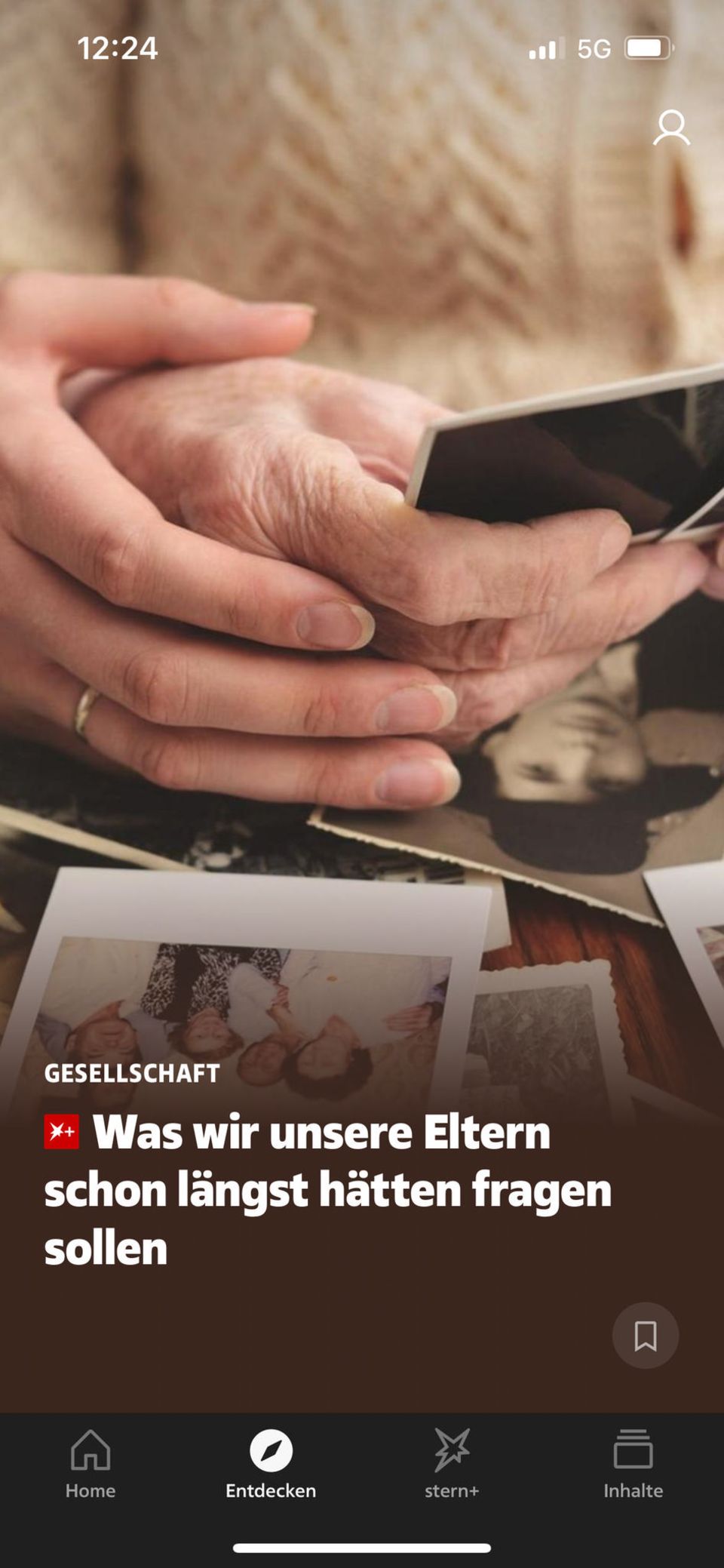 Screenshot of the “Discover” area of ​​the new stern app
