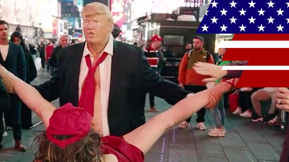 Sex Stature Statue von Trump in Sex-Pose "trifft einen Nerv"