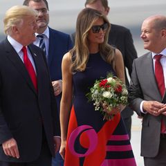 Donald Trump und Melania beim G20-Gipfel 2017 mit Olaf Scholz in Hamburg