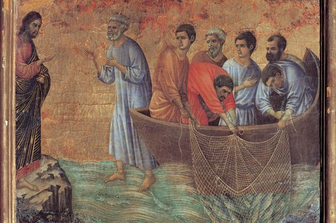 Fischer fangen Fische im See Genezareth