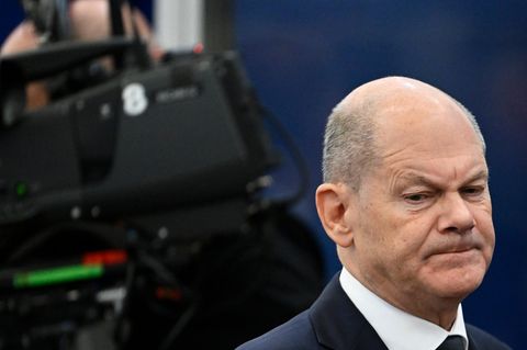Bundeskanzler Olaf Scholz am Freitag in Budapest