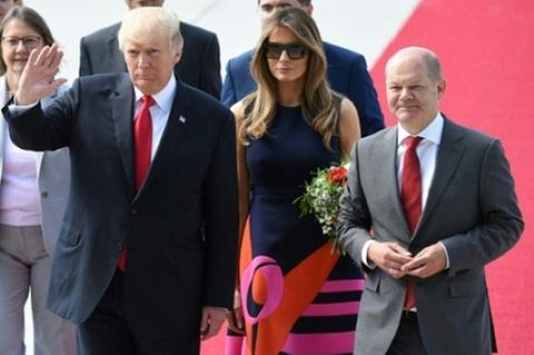 Olaf Scholz (rechts) und Donald Trump 2017 in Hamburg