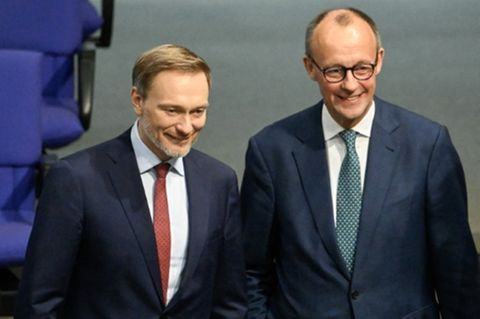Linnder und Merz 2023 im Bundestag
