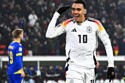 Deutschlands Jamal Musiala jubelt über seinen Treffer
