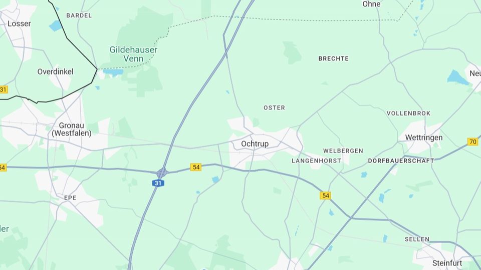 Eine Karte von Google Maps vom Münsterland
