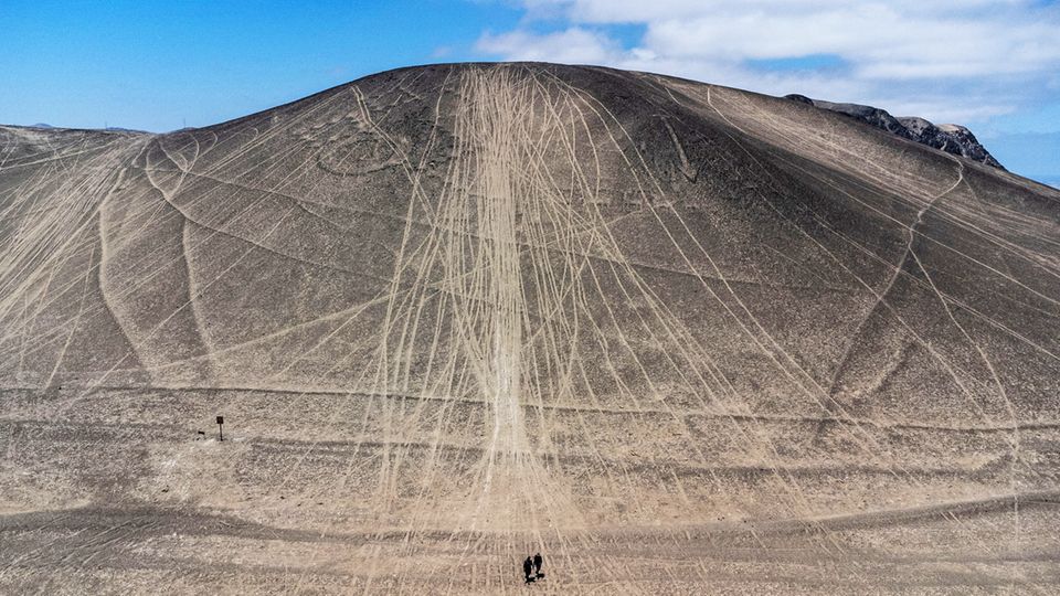 Eine Drohnenaufnahme zeigt die alten Geoglyphen von "Alto Barranco" Eine Drohnenaufnahme zeigt die alten Geoglyphen von "Alto Barranco"