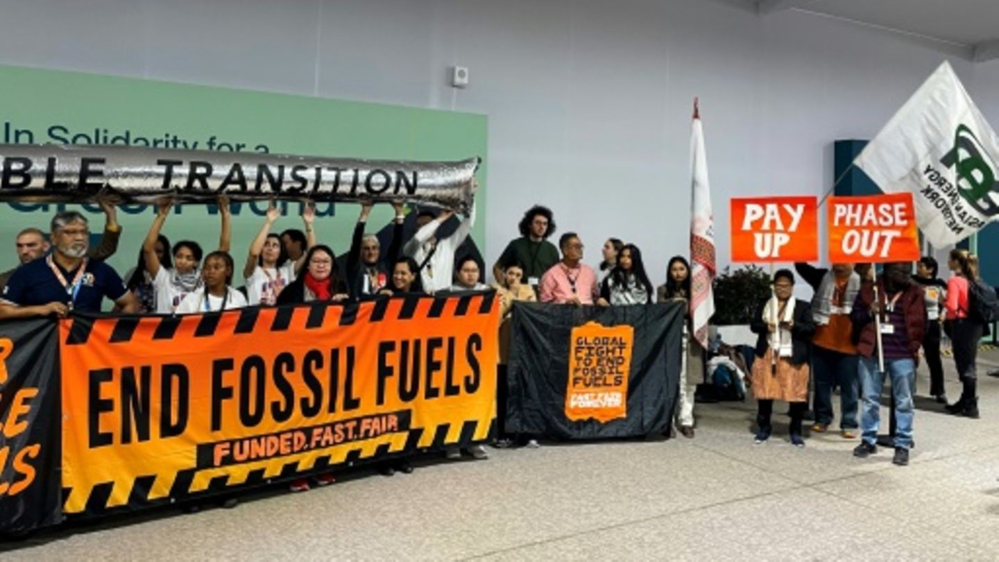 Protestaktion auf Klimakonferenz in Baku