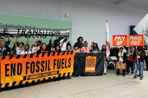 Protestaktion auf Klimakonferenz in Baku