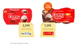 Die alte Viererpackung Dany "Sahne" neben dem neuen Zweierpack Dany "Pudding"