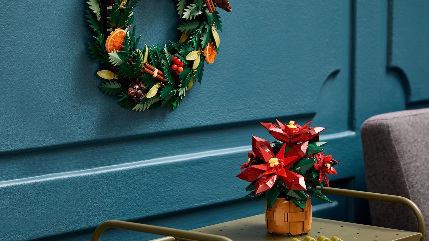 Lego Weihnachtsdeko: Weihnachtsstern und Weihnachtsgesteck