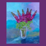 Kubitschek als Künstlerin: Das Acrylbild auf Leinwand zeigt Löwenmäulchen. "Die Kraft der Farbe Rubin bedeutet Frieden" nannte Kubitschek ihr Werk