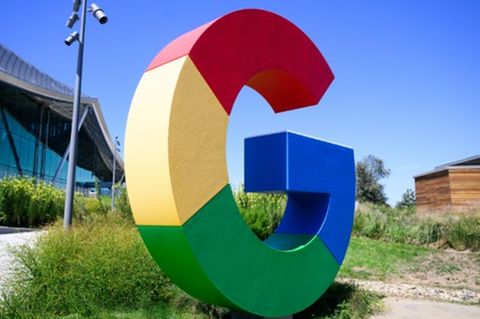 Logo von Google in Mountain View in Kalifornien