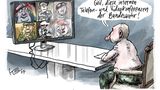 Auch die Sicherheitslücken der Bundeswehr finden sich in Stuttmanns Jahresrückblick wieder. Hier nimmt der russische Präsident Putin an einer Lagebesprechung deutscher Militärs teil - natürlich mit freiem Oberkörper