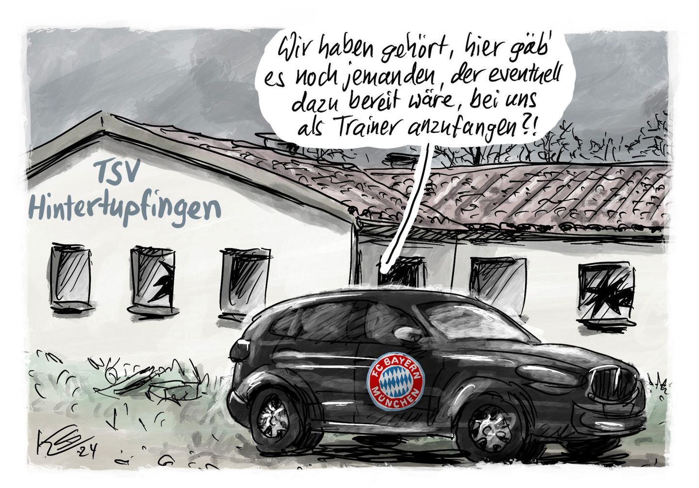 Halb Deutschland lachte im Sommer über die zunehmend verzweifelter geführte Trainersuche des FC Bayern - Stuttmann amüsierte sich mit 