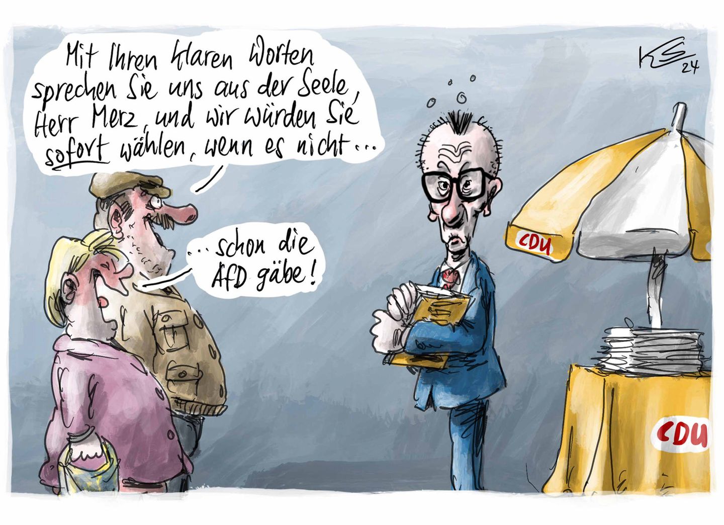 Positioniert Friedrich Merz die CDU zu weit rechts? Dieser Cartoon legt es nahe
