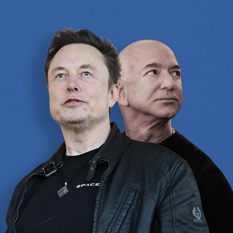 Elon Musk and Jeff Bezos in a montage